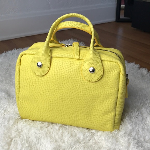 Longchamp Yellow ‘Quadri' Leather Satchel - Picture 2 of 9